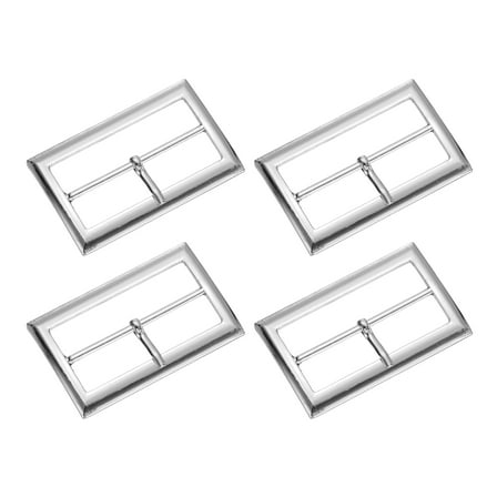 4Pack Belt Buckle, 1.77" Single Prong Rectangle Centre Bar Buckles, Silver