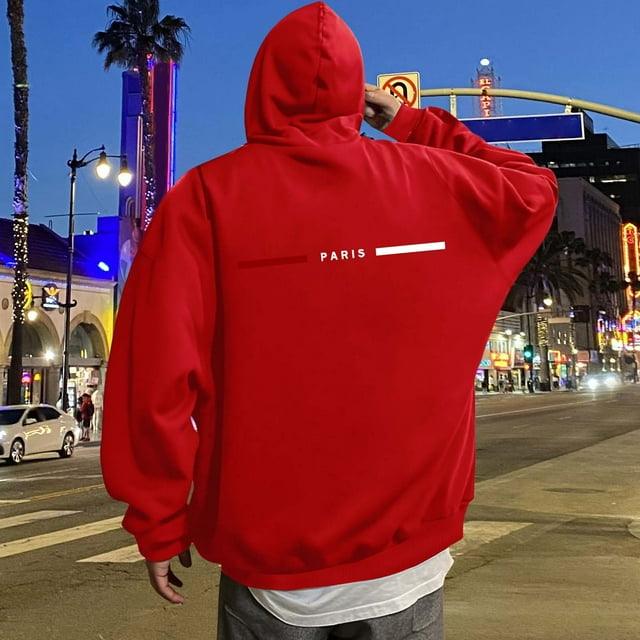 MHFRRA Sudadera con Capucha con Estampado de Letras para Un Uso Diario Cómodo, Ideal para Salidas Informales y Capas Elegantes Rojo