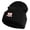 Black, variant on Iridescent "No.1 Mom" Heart Iron on Patched 12 Inch Long Knitted Beanie - Birch OSFM