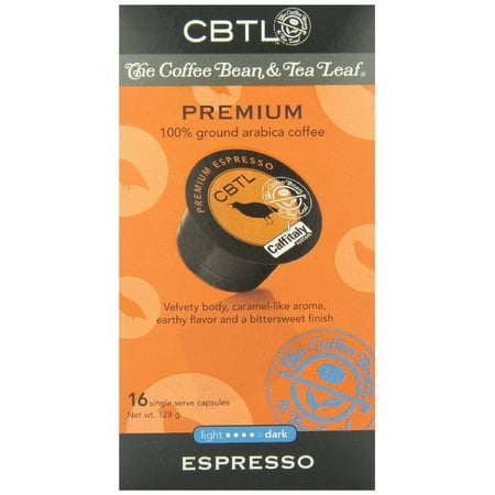 The Coffee Bean & Tea Leaf Premium Espresso Dark Roast Single Serve Coffee for CBTL Single Serve Systems 16 count