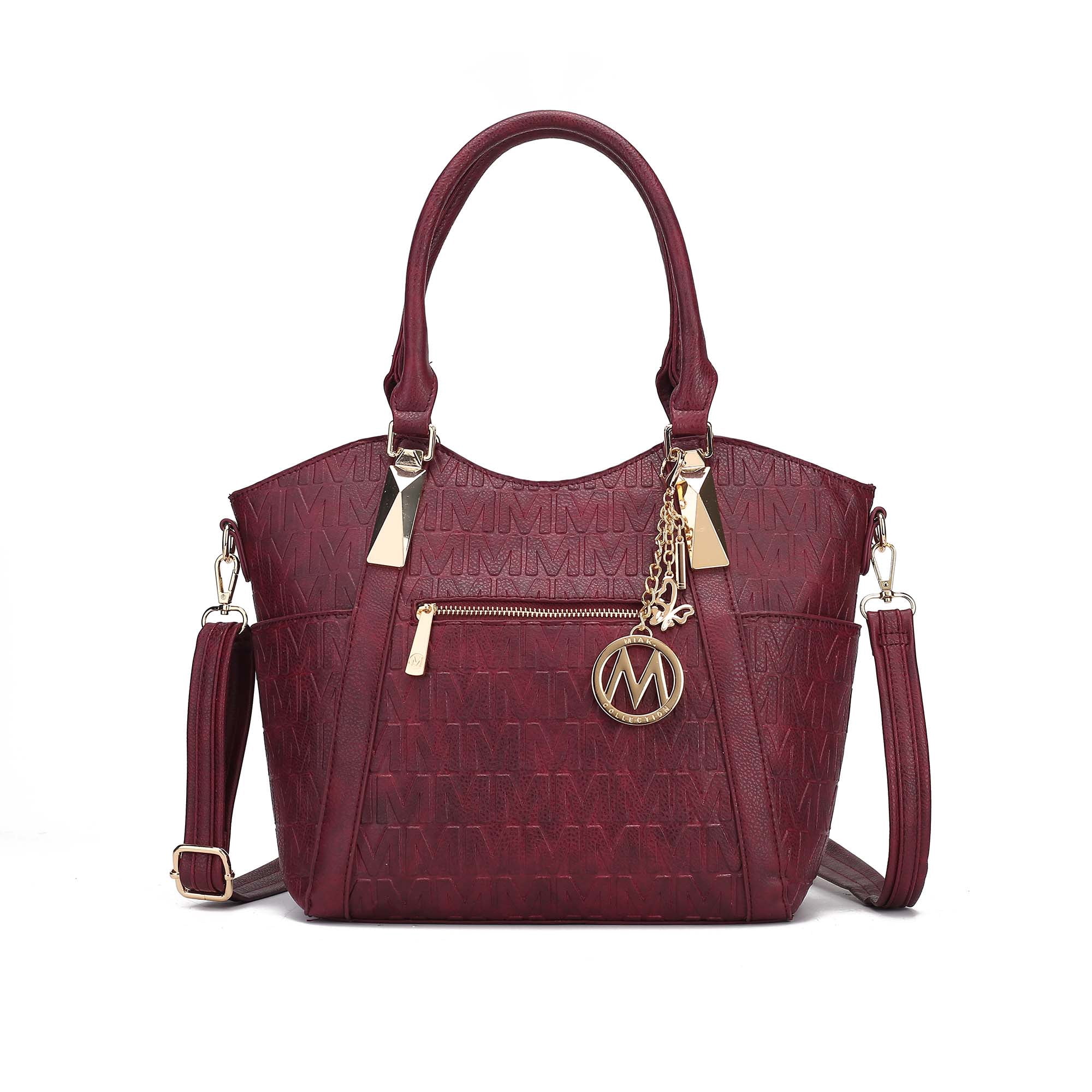 MKF Collection Lucy Women's Tote Bag, Crossbody Bag Vegan Leather Shoulder Bag Hanbag Purse by Mia K -Burgundy