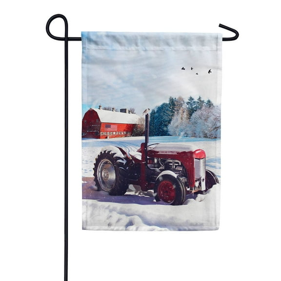 America Forever Winter Farmhouse Garden Flag Double Sided Vertical Decorative 12.5 x 18 inches for Outdoor, Yard, Porch Happy Holiday Red Truck Christmas Let it Snow Winter Birds Garden Flag