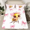 thumbnail image 2 of Erosebridal Bowknot Bee Bed Sheets Set Twin Size, Princess Bow Bed Sheets Twin, 3-Piece, 2 of 7