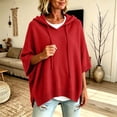 thumbnail image 2 of Nugftut Plus Size Hooded Sweaters for Women Poncho 3/4 Batwing Sleeve Loose Knitted Hoodie Pullover Sweaters, 2 of 6