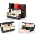 thumbnail image 4 of Milisten 3-Compartment PU Display Storage Box for Jewelry Watch (Coffee), 4 of 5
