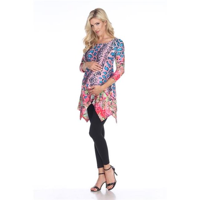 MTRPS1300-04-5TG Tunique de Maternité Arlene, Sarcelle et Rose - 5X