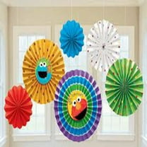 Sesame Street Elmo Kids 1st Birthday Party Hanging Paper Fan Decorations