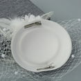 thumbnail image 6 of Zenghuiiii Hair Banana Clips for Girls Women Pearl Mesh Fascinator Hat With Bride Wedding Party Headdress Ladies Feather Flower Pillbox Hat Hair Accessories White, 6 of 7