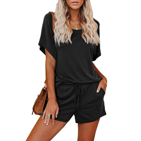 

SySea Female Short Sleeve Sport Set Drawstring Shorts Pajamas Set