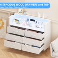 thumbnail image 2 of Faitaliicy 6 Drawers Dresser Wooden Dresser For Bedroom With Led Light & Charging Station Modern Chest Of Wide Drawers With 2-Tier Open Shelves Hallway TV Stand For Living Room Entryway Nursery, 2 of 7