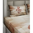thumbnail image 4 of Ambesonne Music Fitted & Top Sheet Set with Shams, Grunge Abstract Notes, Champagne Burnt Sienna, 4 of 5