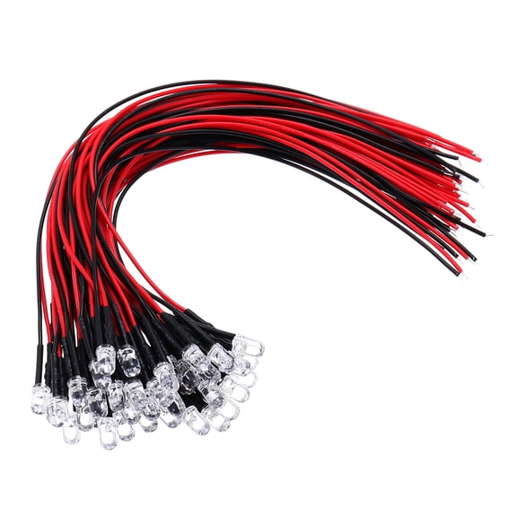 Uxcell 5mm LED Diode Light, 100 Pcs 3V DC Pre Wired Mini LED Lights Bulb Light-emitting Lamp for RC DIY Indicator Lighting, Assorted Color (10 PCS/Color)