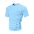thumbnail image 5 of Leey-World Men's Cotton T-Shirts Oversized Unisex Short Sleeves Casual Loose Wash Solid Basic Tee Tops T Shirts Men(Light Blue,3XL), 5 of 6