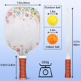 thumbnail image 4 of Pickleball Paddles Set Of 2, Fiberglass Surface, Spring Flowers Floral Print, 4 Balls & Bag, 4 of 5