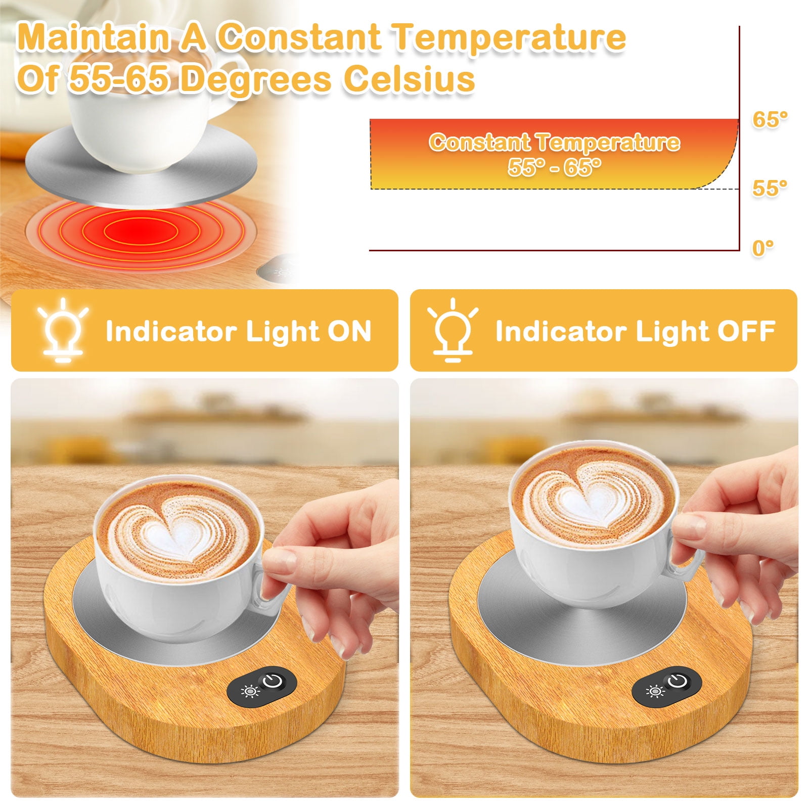 USB Portable cup warmer 2.0 with sleek design and touch pad temperatur
