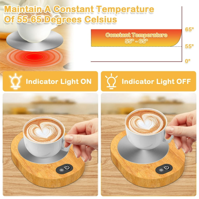 BUUO Temperature-Controlled Self-Heating Smart Coffee Tea Mug 14.5 Oz,  Double-Sided LED Real-time Temperature Display with Maximum 214Min Battery  Life