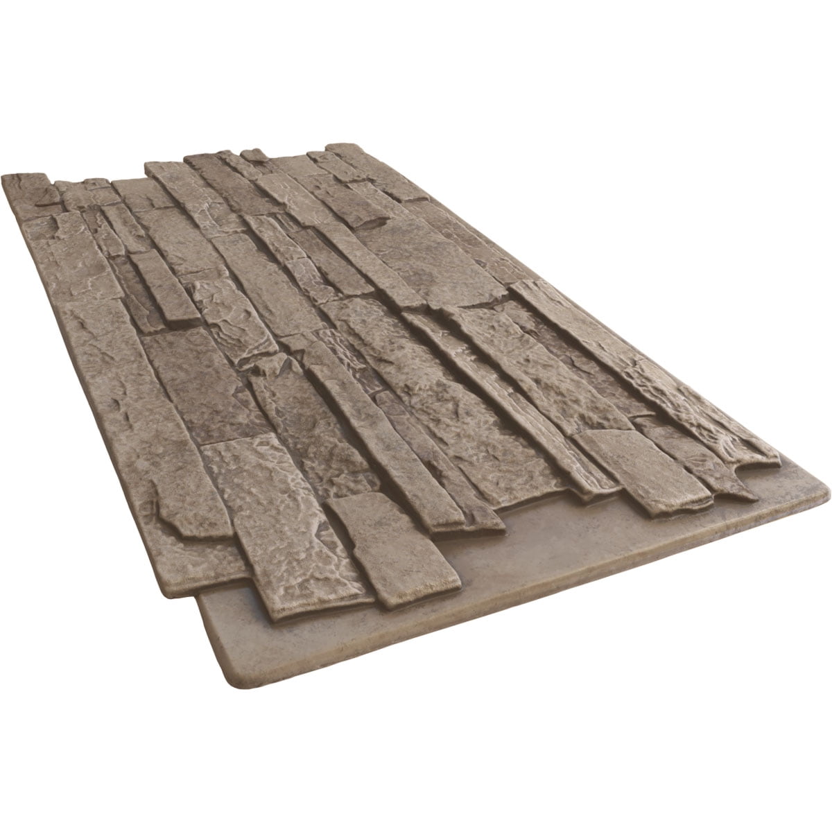 Ekena Millwork 49"W x 25 1/2"H x 1 1/4"D Acadia Ledge Stacked Stone, StoneWall Faux Stone Siding Panel, Soft Ash