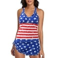 thumbnail image 4 of Plus Size 4th Of July Printed Swimsuits For Women Two Piece Bathing Suits Long Torso Tank Tops With Skirt, 4 of 6