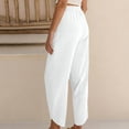 thumbnail image 5 of ClodeEU Women's Elastic Waist Harem Capri Pants,Casual Loose Linen Baggy Cropped Trousers with Pockets White,Women's Plus L, 5 of 6