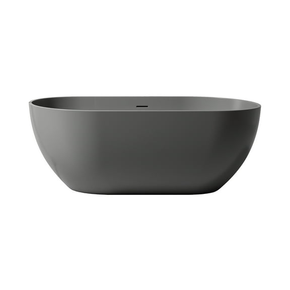Rainlex 59" Freestanding Soaking Solid Surface Bathtub in Grey
