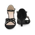thumbnail image 2 of BLISSFUL STEP Open Toe Cross Strap Kitten Heels Sandals for Women Black 6, 2 of 8