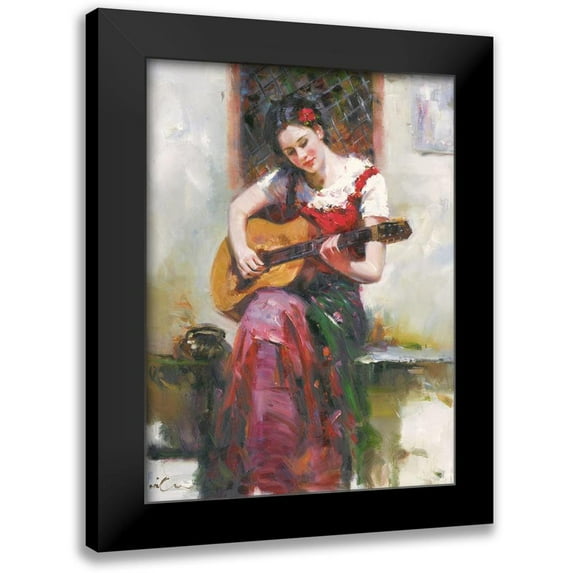 Noches, Fernando 11x14 Black Modern Framed Museum Art Print Titled - A Girl with Guitar