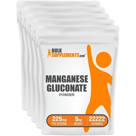 BulkSupplements Manganese Gluconate Powder - 225mg per Serving - 5 Kilograms (11 lbs) - 22222 Servings
