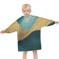 thumbnail image 3 of Teal and Gold Marble Fluid Art Pattern Blanket Hoodies for Kids 6-13YR Oversize Wearable Blanket Hoodies for Boys Girls Teens, 3 of 7