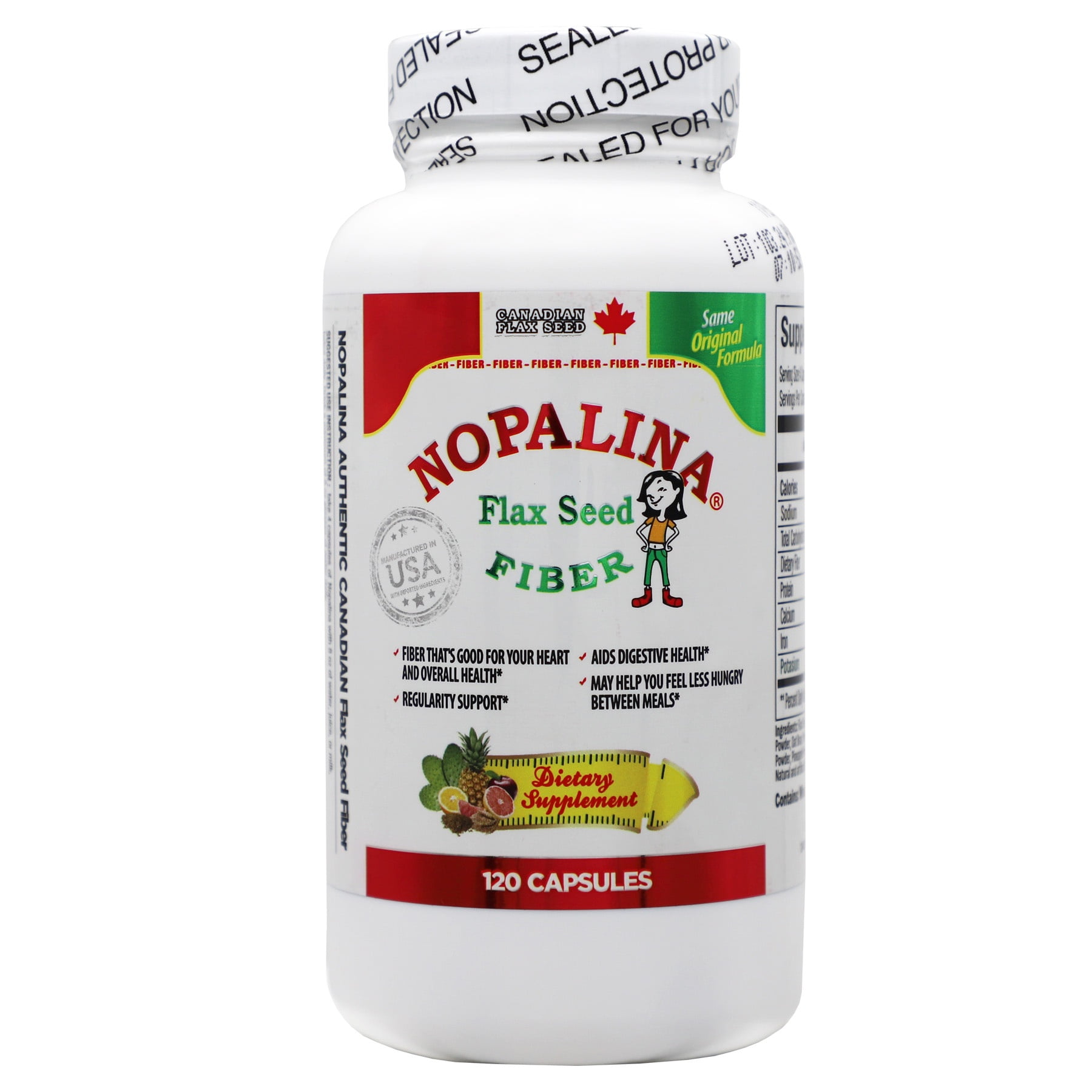 (3 pack) Nopalina Flax Seed Fiber Dietary Supplement with Omega 3, 6, 9, 120 Count