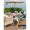 thumbnail image 4 of Outdoor Tablecloth with Umbrella Hole and Zipper, Christmas Rectangle Table Cloth 60x120 Inch Waterproof Tablecloth, Winter Xmas Tree Gingerbread Dogs Red Truck Blue Picnic Table Cover for Patio, 4 of 7
