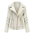 thumbnail image 3 of Inkach New Women'S Slim Leather Stand-Up Collar Zipper Stitching Solid Color Jacket 3XL, 3 of 4