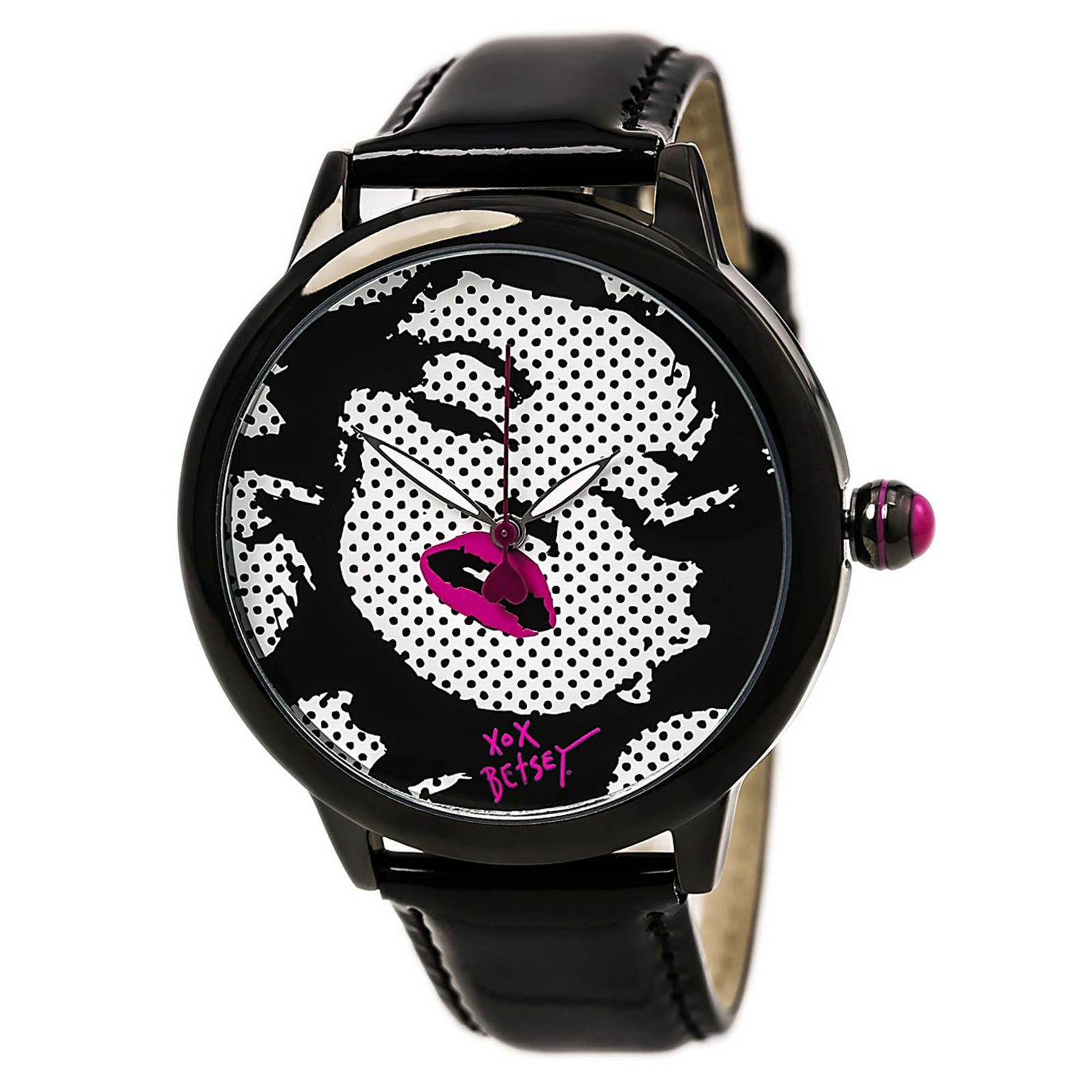 Betsey Johnson Mother of Pearl Lips watch with Pink Leather Band NWOT! WORKS! Betsey Johnson Red Metallic Watch Works | Mercari main image 2