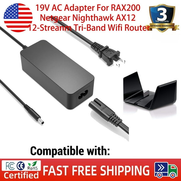 19V AC Adapter For RAX200 Netgear Nighthawk AX12 12-Streanm Tri-Band Wifi Router