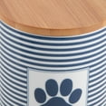 thumbnail image 2 of Bone Dry Ceramic Canister Jar for Pet Treats, Dishwasher Safe, 4x6.5", Navy Stripe, 2 of 3
