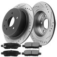 thumbnail image 5 of Rear Drilled & Slotted Disc Brake Rotors + Ceramic Pads + Cleaner & Fluid Fits for Nissan Altima/Juke/Maxima/sentra, Renault Safrane Fits select: 2015 NISSAN ALTIMA 2.5/S/SV/SL, 5 of 5