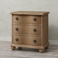 thumbnail image 5 of COZAYH Farmhouse 3 Drawer Nightstand with Distressed Wood Finish, Rustic Vintage Dresser with Curved Front Design, Solid Pine Base for Bedroom, Almost Fully Assembly, Transitional, Brown, 5 of 9