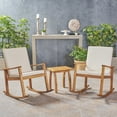 thumbnail image 3 of GDF Studio Aeney Outdoor Acacia Wood 3 Piece Rocking Chair Chat Set with Cushions, Teak and Cream, 3 of 13