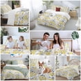 thumbnail image 5 of 3 Piece Yellow Blue Spring Floral Duvet Cover Set Queen Size,Microfiber Comforter/Quilt Cover with Corner Ties and 2 Pillowcases,Summer Botanical Farmhouse All Season Soft Bedding with Zipper Closure, 5 of 8