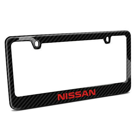 Nissan in Red Black Real Carbon Fiber License Plate Frame