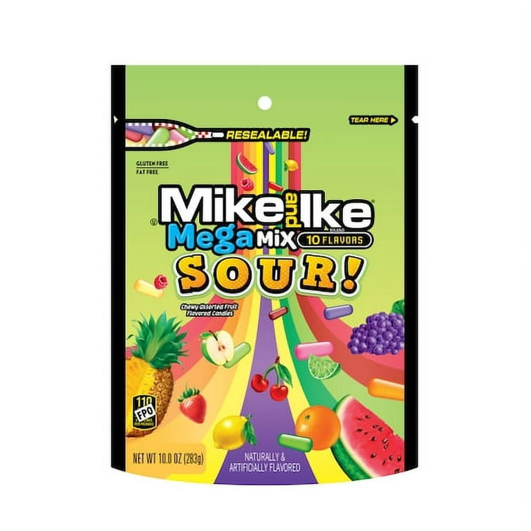 (Price/Case)Mike & Ike 007097049269 Mega Mix Sour Stand Up Bag, 10 Ounces