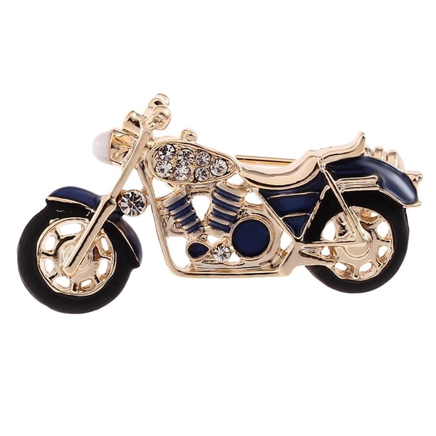 Broche Pin Insignia Motocicleta Cristal Azul Macarena Joyería Hombres Mujeres 3.9 x 1.9 cm