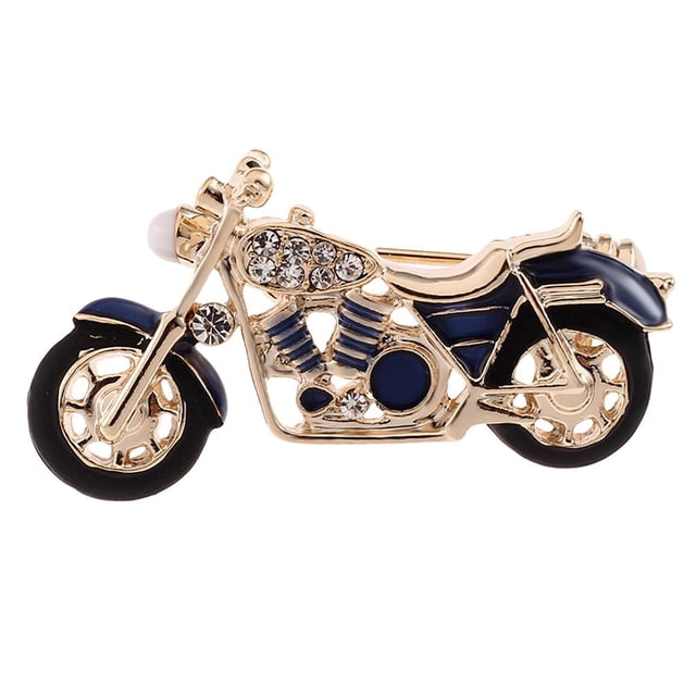 Broche Pin Insignia Motocicleta Cristal Azul Macarena Joyería Hombres Mujeres 3.9 x 1.9 cm