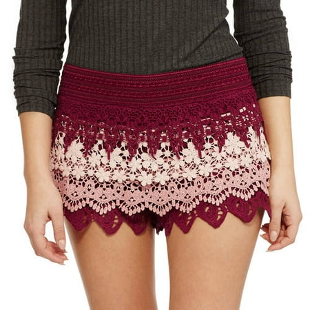 No Boundaries Juniors' Layered Crochet Shorts - Walmart.com