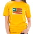 thumbnail image 3 of Big Size Baseball American Flag Graphic Design Combed Cotton Short Sleeve T-shirt - Taxi Gold 3XL, 3 of 4