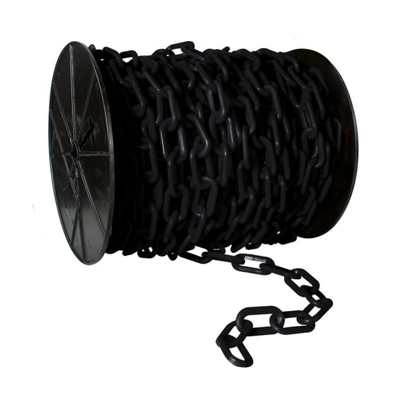 2 Inch x 100 Feet Black Heavy Duty Plastic Safety Chain Reel