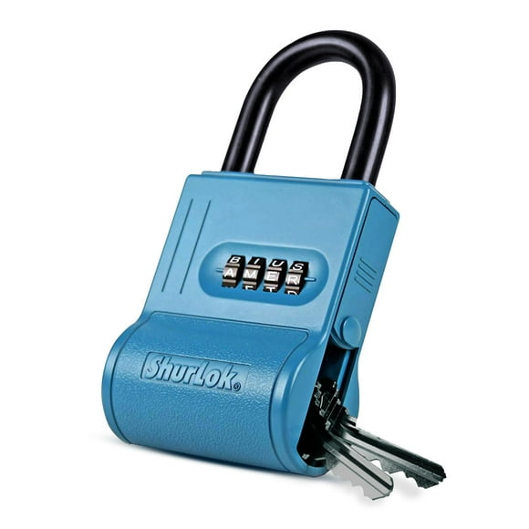 ShurLok SL-100W 4-Dial Numbered Key Storage Combination Lock Box, 5 3/4" x 9 1/2", Blue