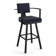 thumbnail image 1 of Amisco Akers 30.25" Polyester Swivel Bar Stool in Dark Blue/Black, 1 of 3