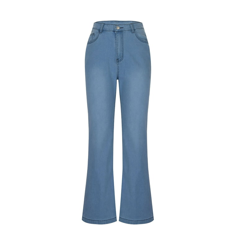 YYDGH Women's Y2K Bell Bottom Jeans Low Rise Wide Leg Vintage Cargo Jeans  Boyfriend Hippop Streetwear Baggy Denim Pants Light Blue M 