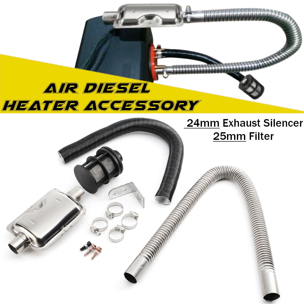 Kecheer Air Diesel Heater Accessory 24mm Exhaust Silencer Filter Exhaust Kit Intake Pipe Set Car Accessories