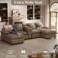 thumbnail image 6 of Wiilayok 130" Oversized U Shaped Chenille Sectional Sofa with Pet House Console, Deep Seat Couch with High Back, Wide Armrests,High Resilience Foam, Storage, Cup Holders for Living Room, Light Brown, 6 of 10